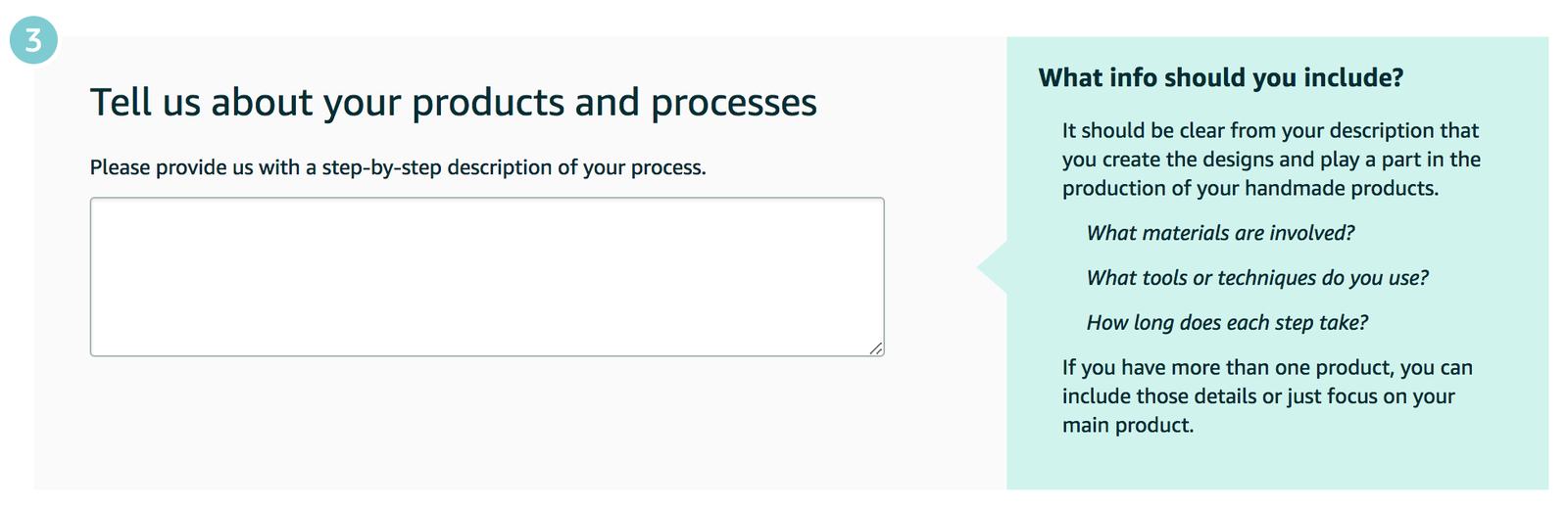 Amazon Handmade Application Process - Your Products and Processes