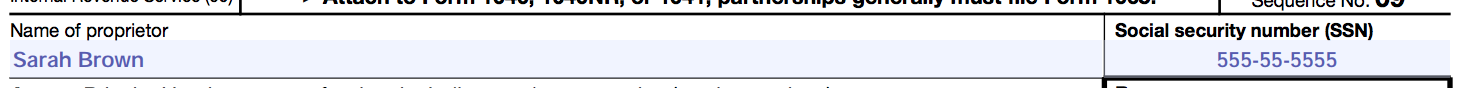 Schedule C Name of Proprietor