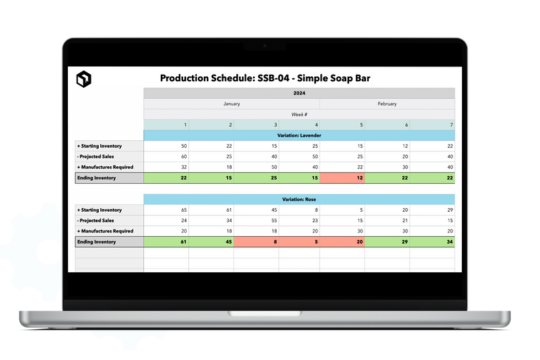 Planning production tool excel template